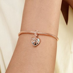 Gnoce "La Familia es la Vida" Foto Charm Colgante 18k Oro Rosa Plateado