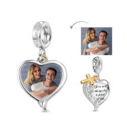 GNOCE Colgante Personalizado con Foto " Ángel Alas Corazón