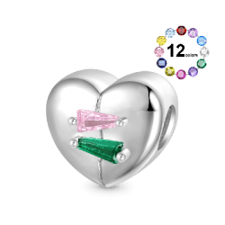 Gnoce Charm Trapezoid Birthstone Engravable Stitched Heart