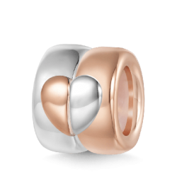 Gnoce Charm de Clip Corazón de Oro Rosa Grabable