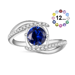 Gnoce Anillo de Compromiso de Piedra de Nacimiento de Zircón Azul Vintage