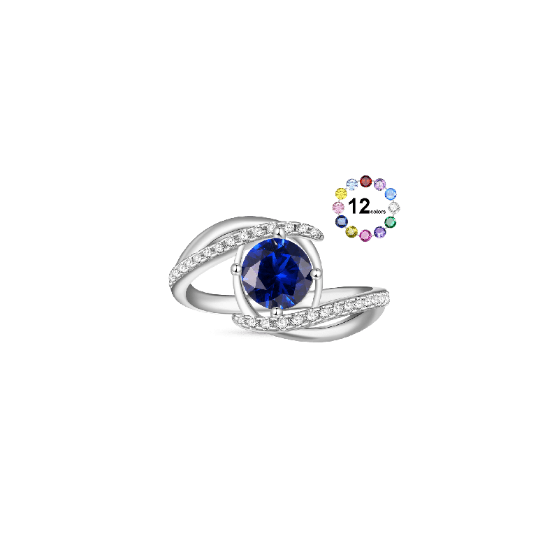 Gnoce Anillo de Compromiso de Piedra de Nacimiento de Zircón Azul Vintage