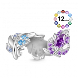 Gnoce Charm de Pluma de Degradado con Piedras Preciosas Incrustadas