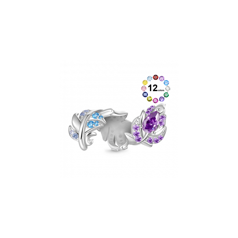 Gnoce Charm de Pluma de Degradado con Piedras Preciosas Incrustadas