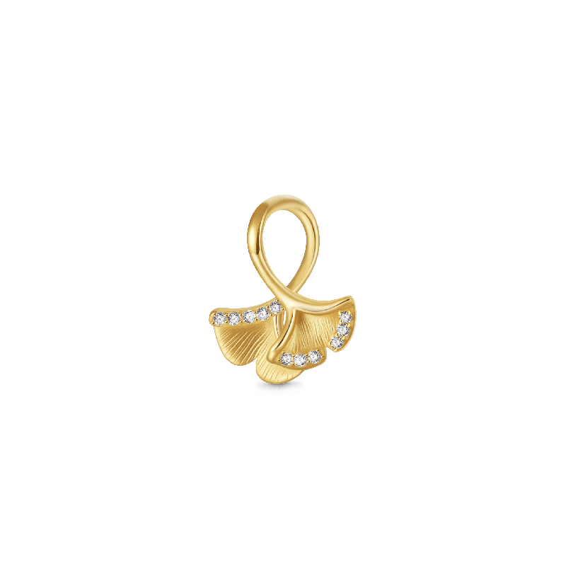 Gnoce Charm de Hoja de Ginkgo Baño de Oro de 18K