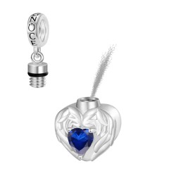 Gnoce Colgante Grabable Con Piedra Natal, Alas De Ángel, Corazón, Urna Conmemorativa Colgante Para Cenizas