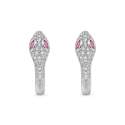 Gnoce Pendientes Huggie de Serpiente con Diamante Blanco