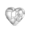 Gnoce Charm de Corazón con Textura Plateada Metálica y Uniones