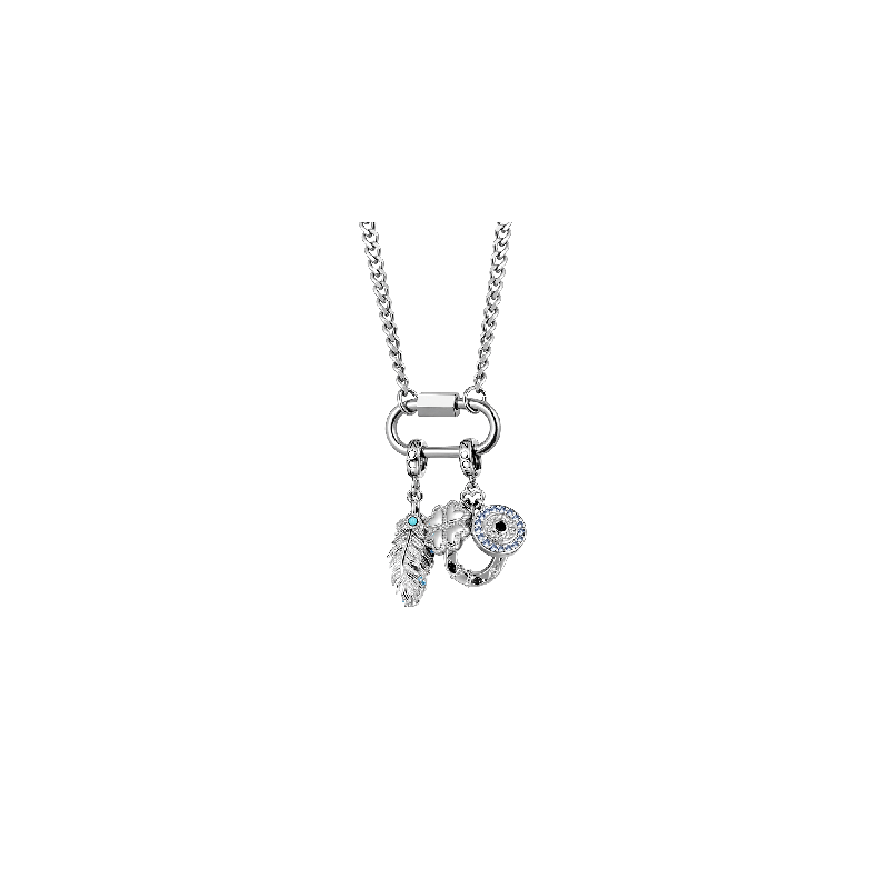 Gnoce Collar de Plata con Aro Ovalado y Cadena de Cierre